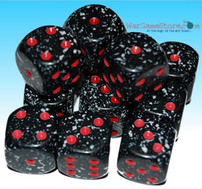 12 16mm Black (Space) Speckled Dice