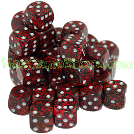 36 12mm Red/Black Speckled Dice