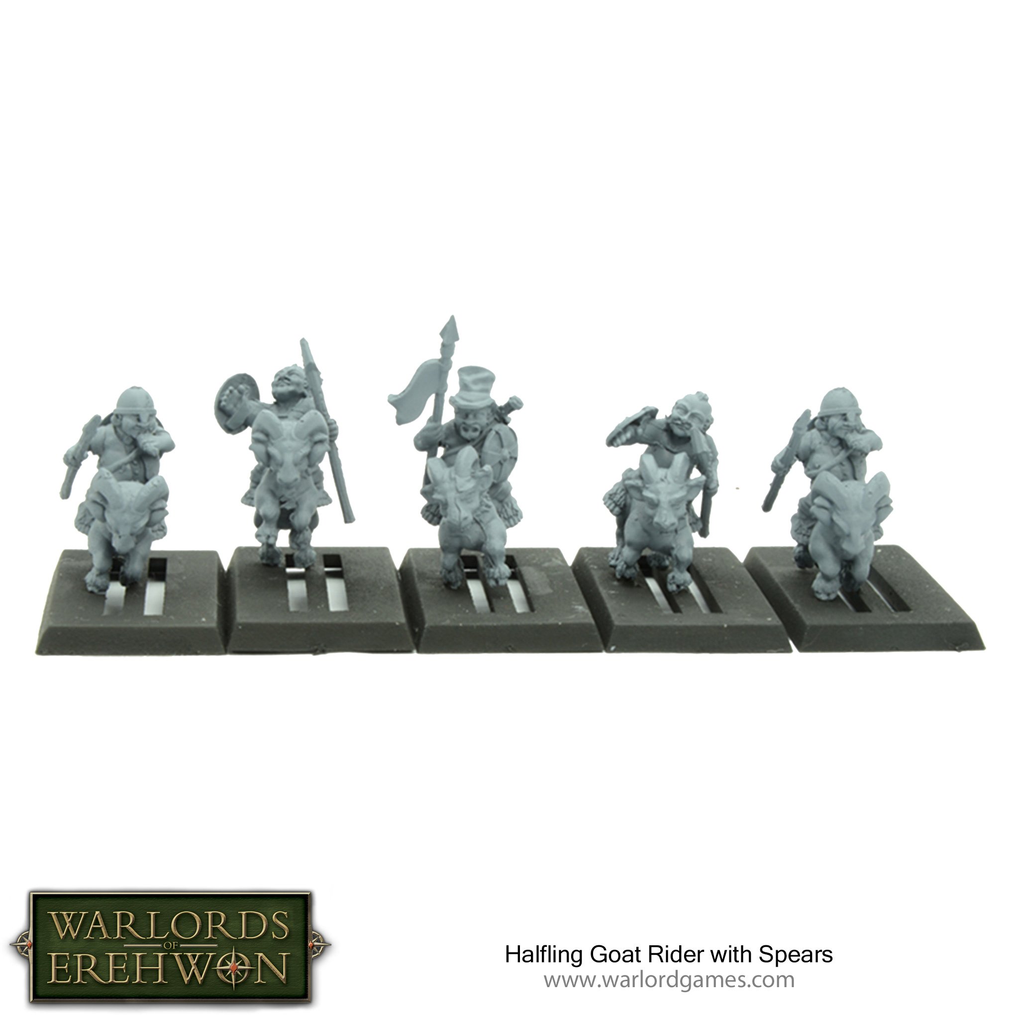 Warlords of Erehwon Halfling Goat Riders with Spears