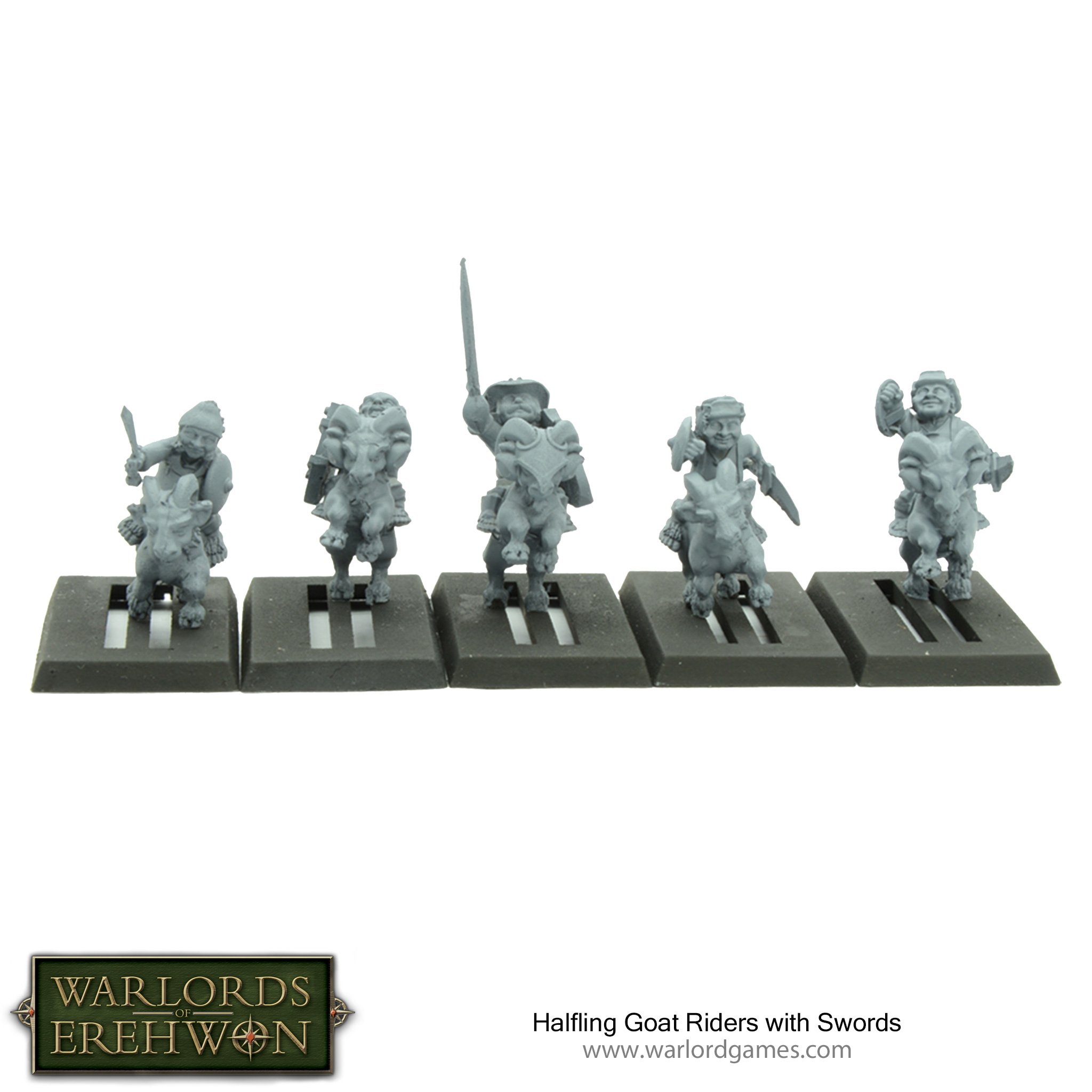 Warlords of Erehwon Halfling Goat Riders with Swords