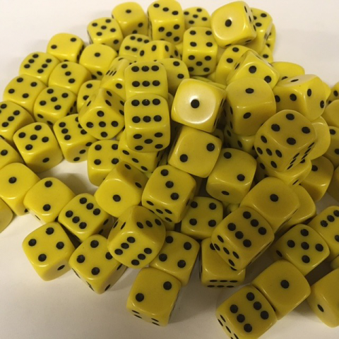 20 Yellow D6 (12mm) Dice 