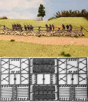 Cross & Rail Fencing with Stone Bases